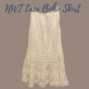 Elegant Cream Lace Maxi Skirt